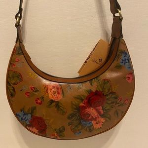 Patricia Nash Leather Vintage Victoria Garden Crescent Hobo Shoulder Handbag NWT